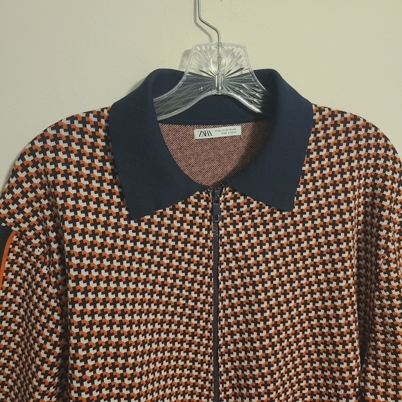 Zara | Men's Geometric or Jacquard Cardigan Sweater Jacket (Size XL) - Picture 4 of 15